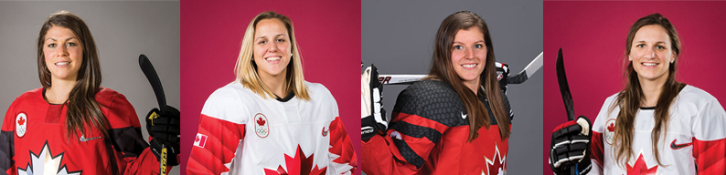 Alumni post with hockey gear