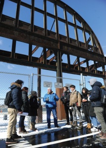 students near bridge