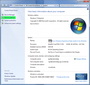 Windows remote settings.