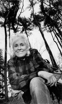 A black and white photo of a woman