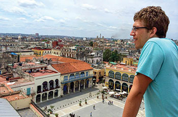 A student looks over Cuba
