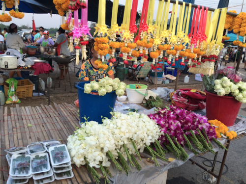 Flowers being sold at a street market