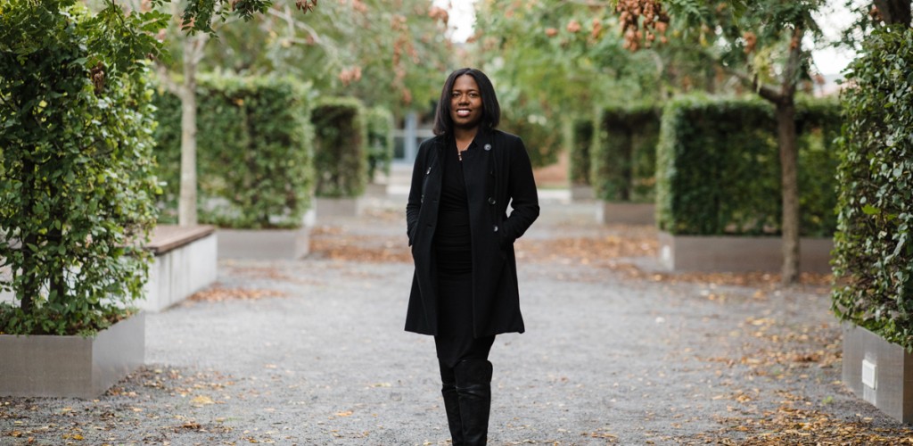 Liz Johnson in a garden