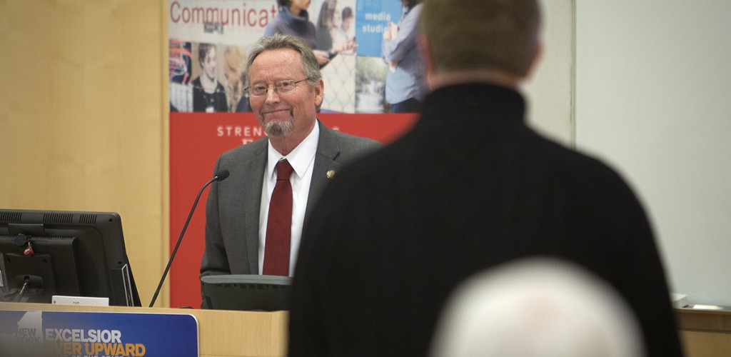 Richard Ball addresses a question from an audience member 