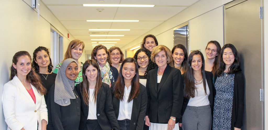 Denise Morrison with group of students