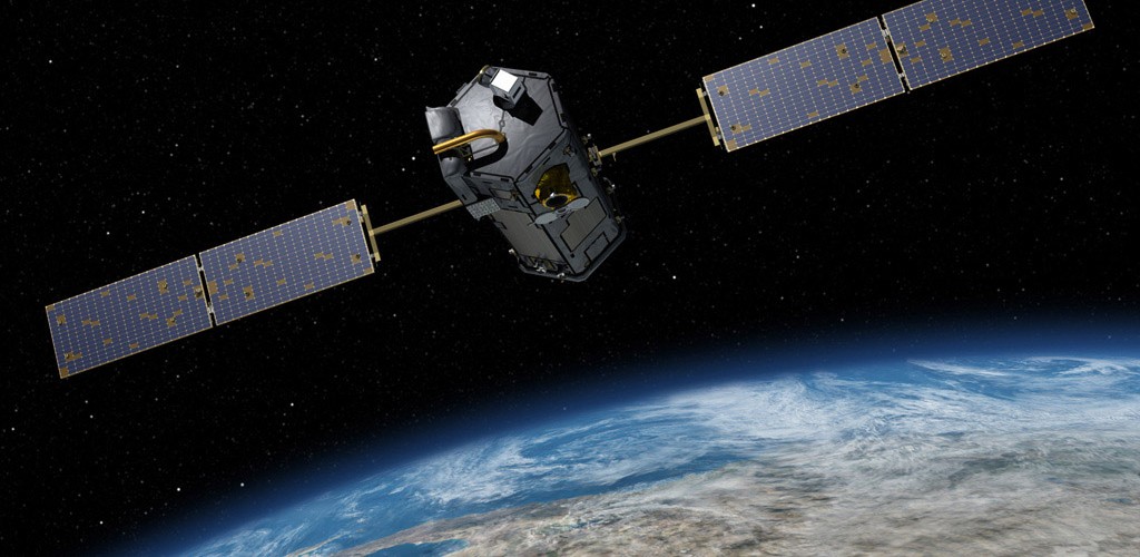 Artistic rendition of a satellite orbiting Earth