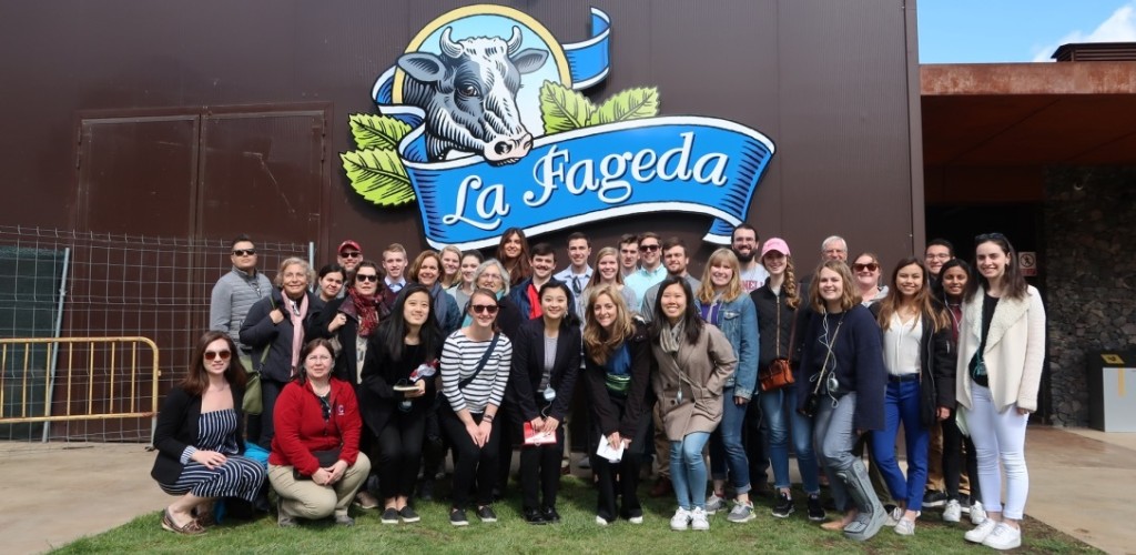 students visiting the dairy farm