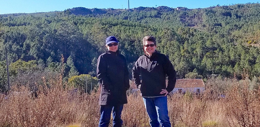 Rebecca Barthelmie and Sara Pryor at the orange grove site in Perdigão, Portugal