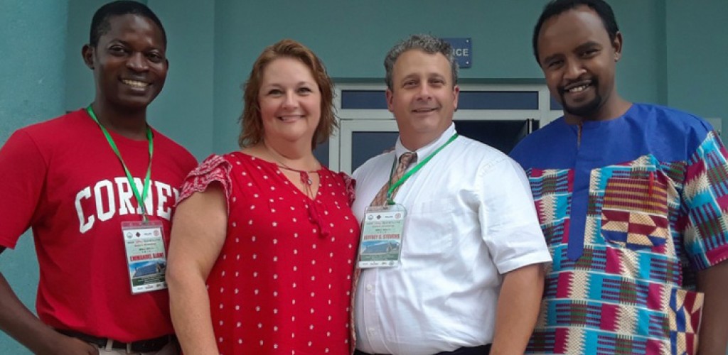 Emmanuel Ajani, and Tarig Ahmed are pictured with Jeffrey and Linda Stevens