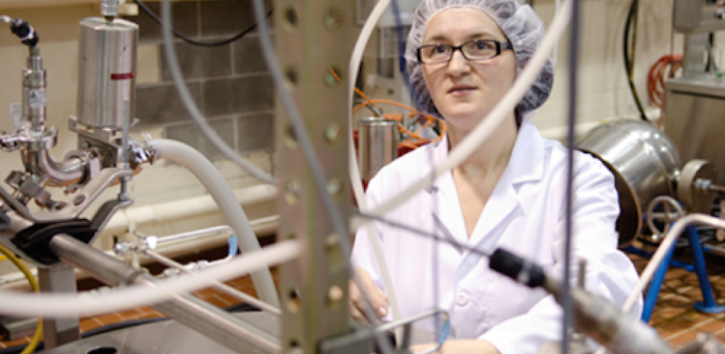 A woman working in a dairy plant