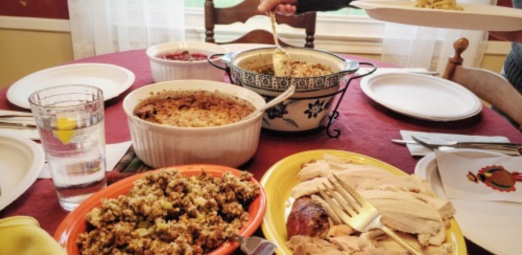 Thanksgiving food on a table