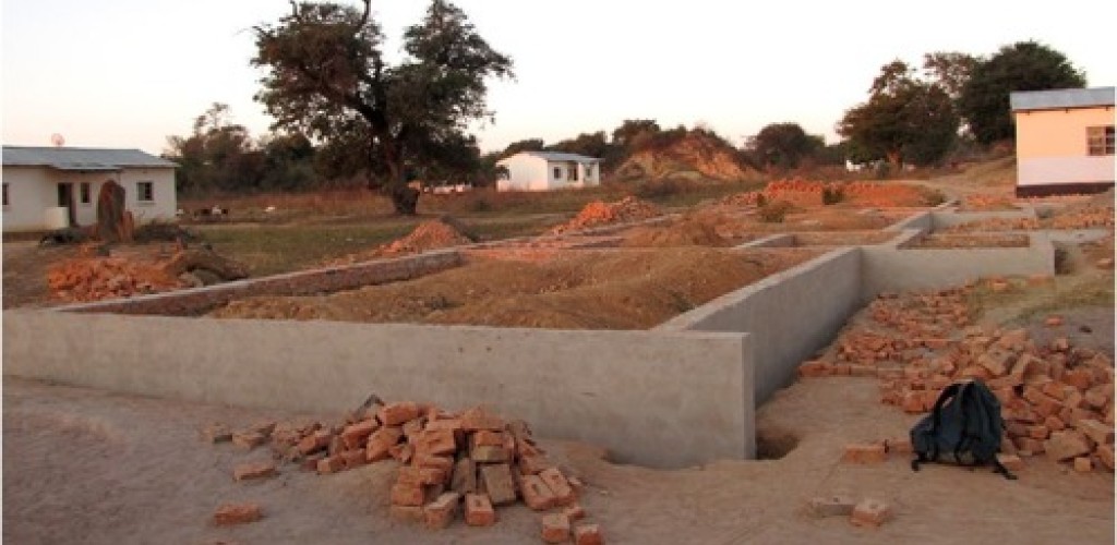 Building site for a new classroom building in Masopo, Zambia