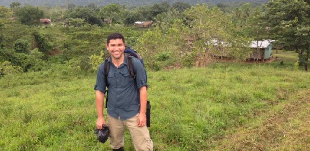 A man stands outside