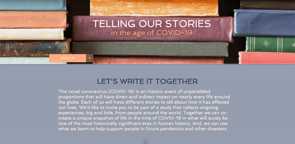 Screen grab of telling our stories invite 