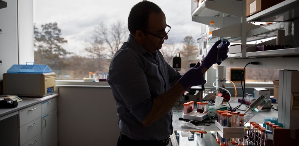 Alireza Abbaspourrad conducting research in his lab