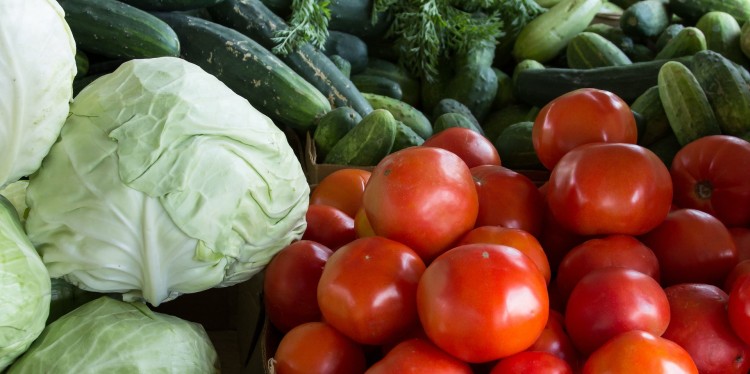Mixed vegetables on display