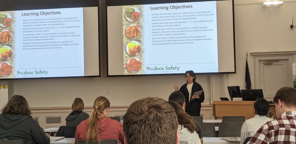 Rory Wang presents about produce safety.