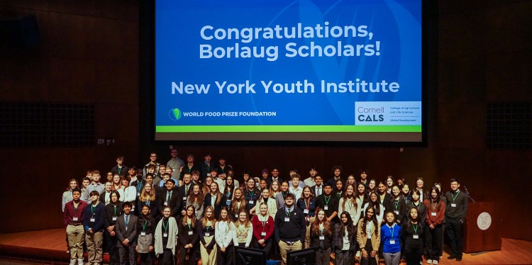 Large group of students in an auditorium