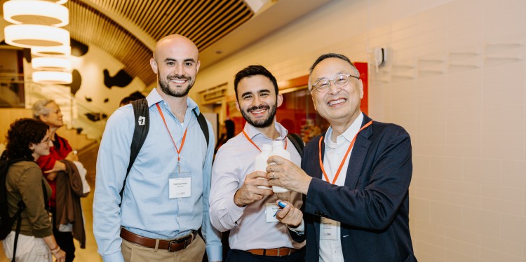 Gerald Chan poses with two attendees of CALS Innovation Day