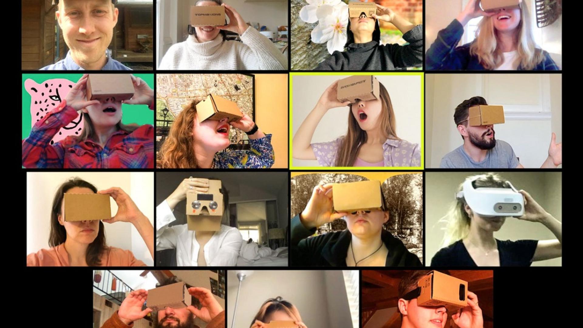 A Zoom call where all the students are using virtual reality goggles