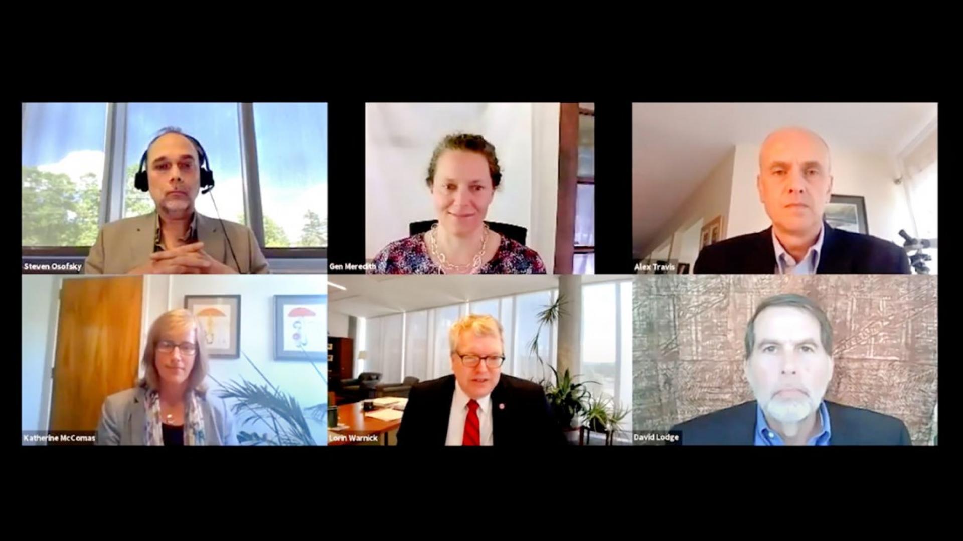 Six people on a computer screen