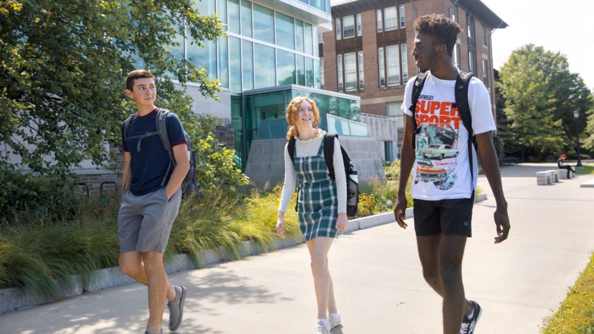 High school students walking on campus.