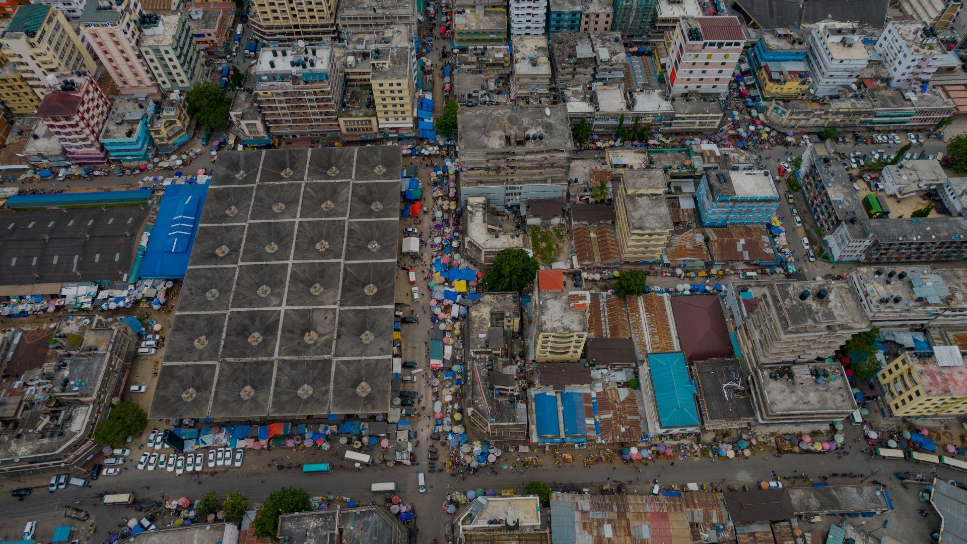 overhead image of a city in Tanzania