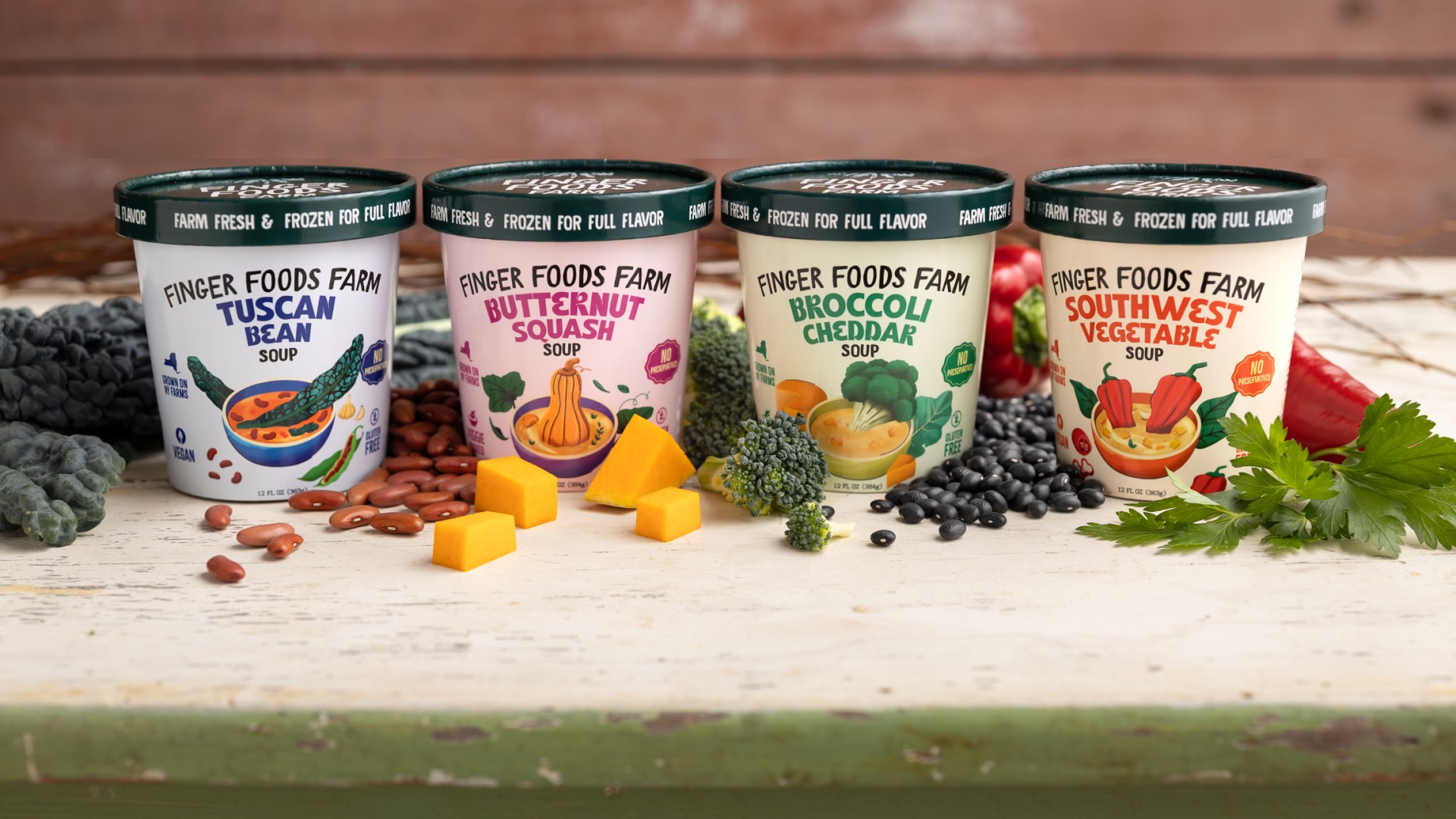 Four pints of soup in paper cartons