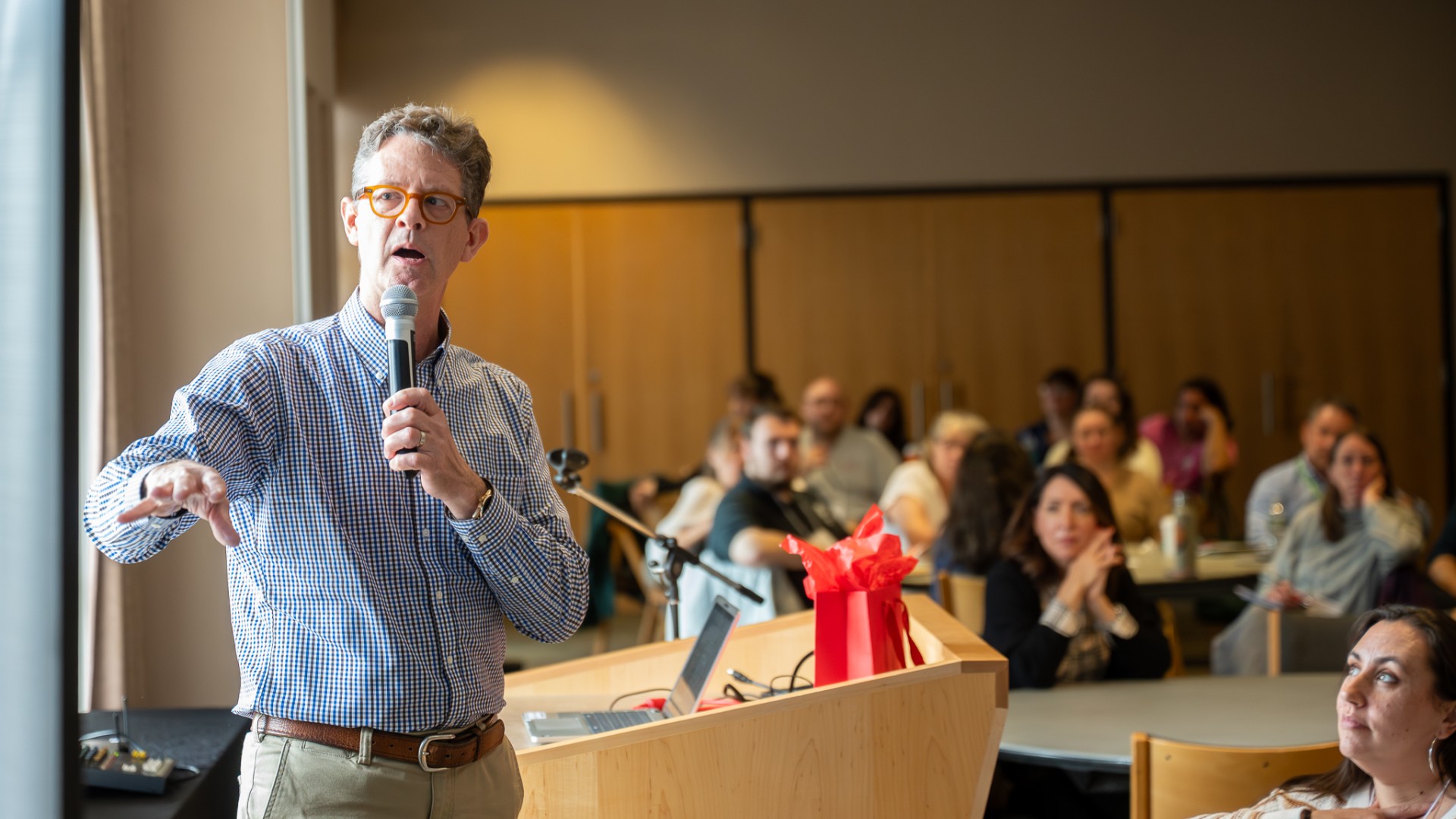 Andy Turner, director of CCE, gives closing remarks during the final day of the In-Service (Credit: R.J. Anderson/CCE) 