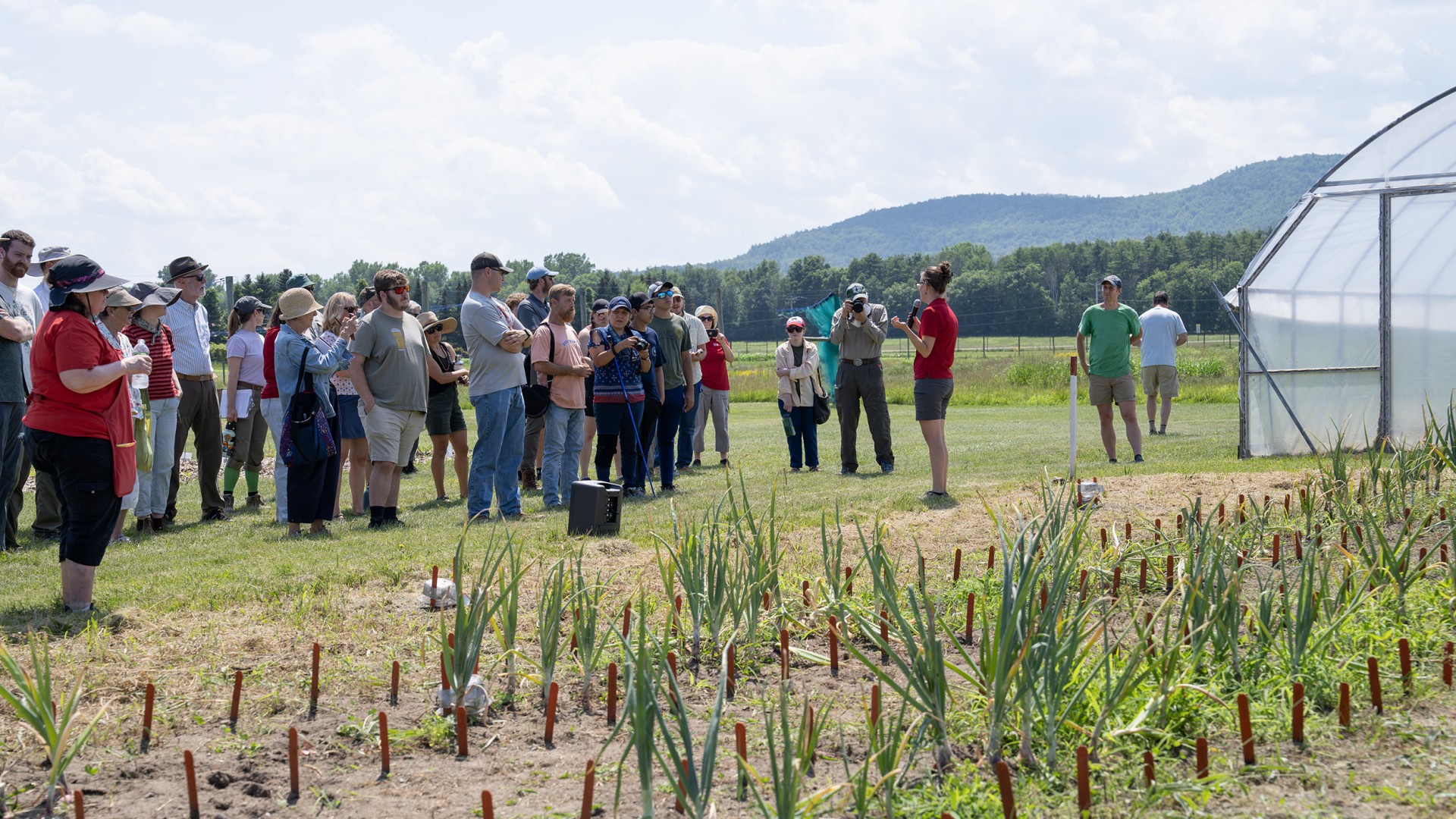 A large group of people at the farm