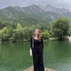 person standing on a dock with back to the water