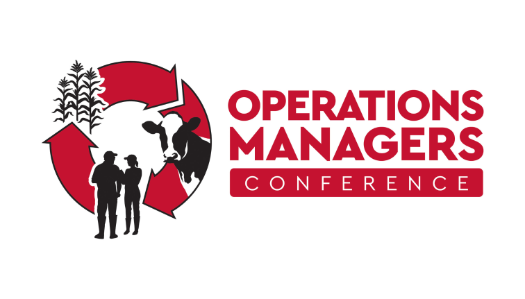 Operations Managers Conference logo showing relation between crop, cows, and people management