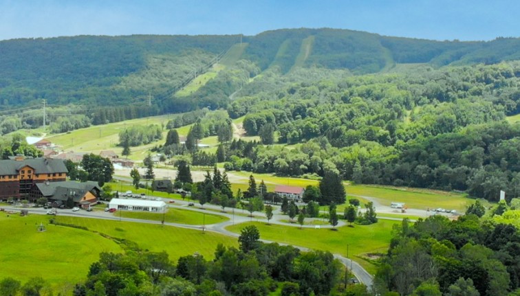 Aerial view of Hope Lake Lodge at Greek Peak Mountain Resort from www.greekpeak.net/