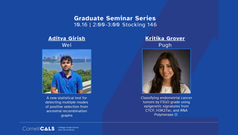 Two grad students and their presentation titles