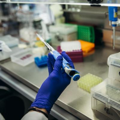 Student conducting an experiment in a lab