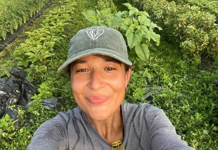 Zoe in a vegetable garden