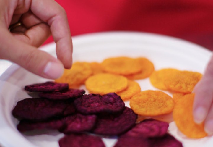 Beet chips on a plate
