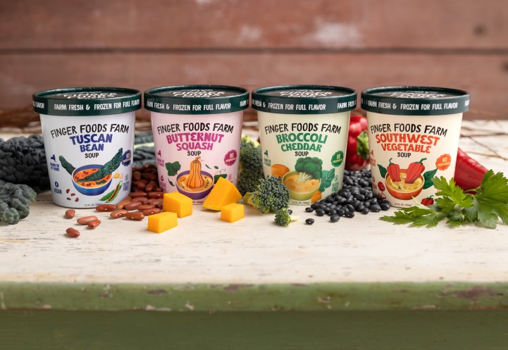 Four pints of soup in paper cartons