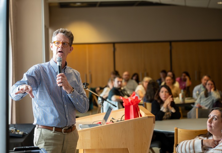 Andy Turner, director of CCE, gives closing remarks during the final day of the In-Service (Credit: R.J. Anderson/CCE) 