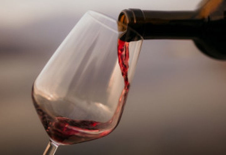 Wine poured into a glass