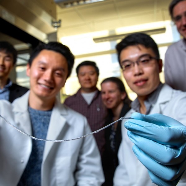 Doctoral students hold a sample of TRAFFIC