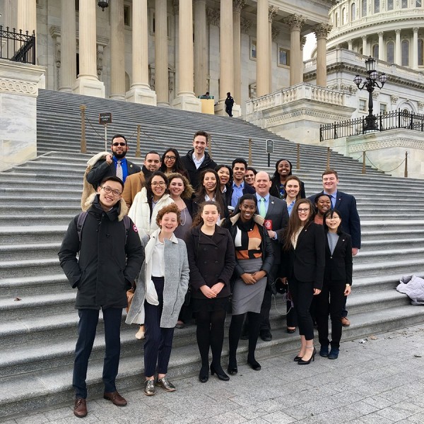 Cornell students stand with U.S. Rep. Tom Reed on the steps of the Capitol building