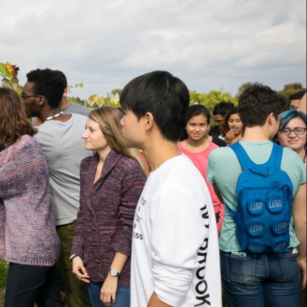 students in a field