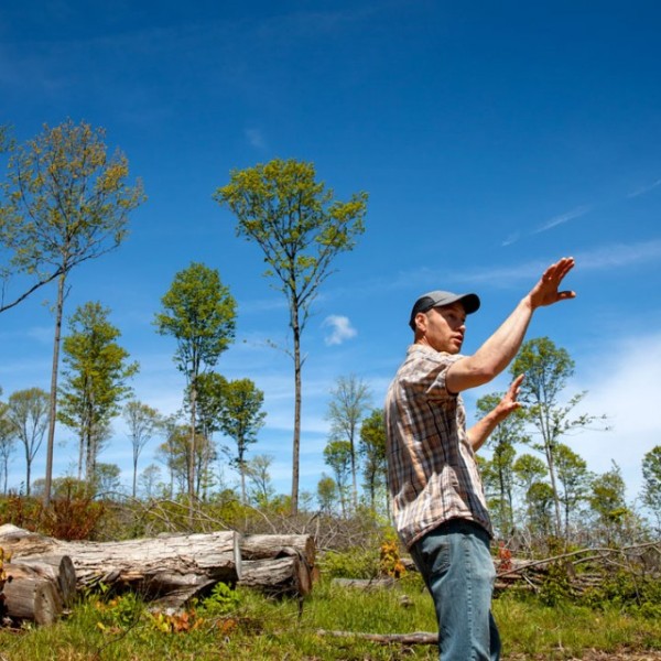 Aaron Wightman touring an area of Arnot Forest