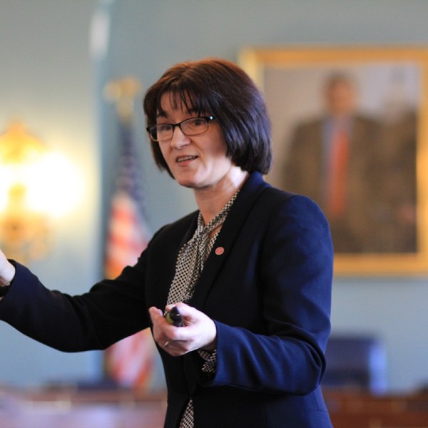 Carmen Moraru gives a speech