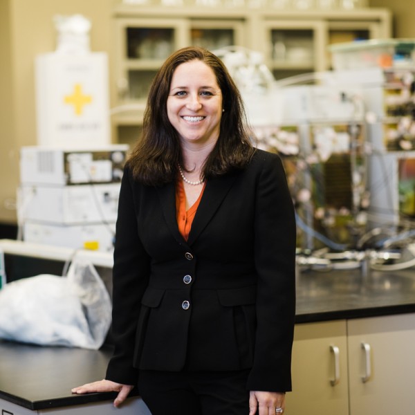 Jillian Goldfarb stands in her lab