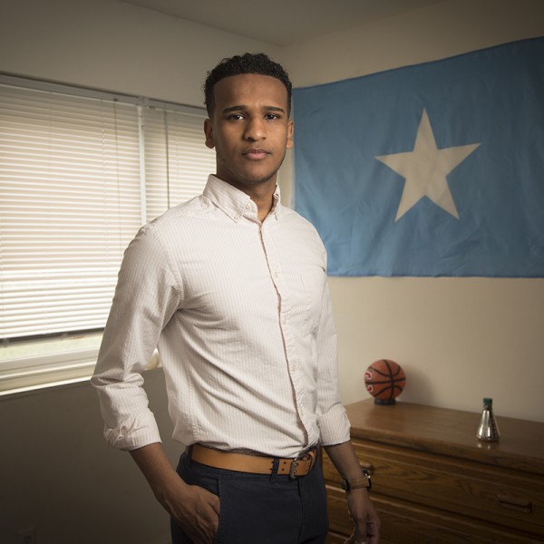 Ahmed Ahmed in his apartment