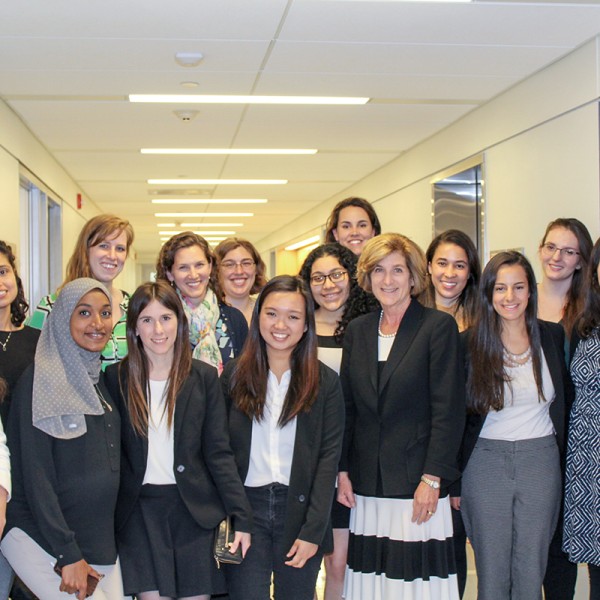 Denise Morrison with group of students