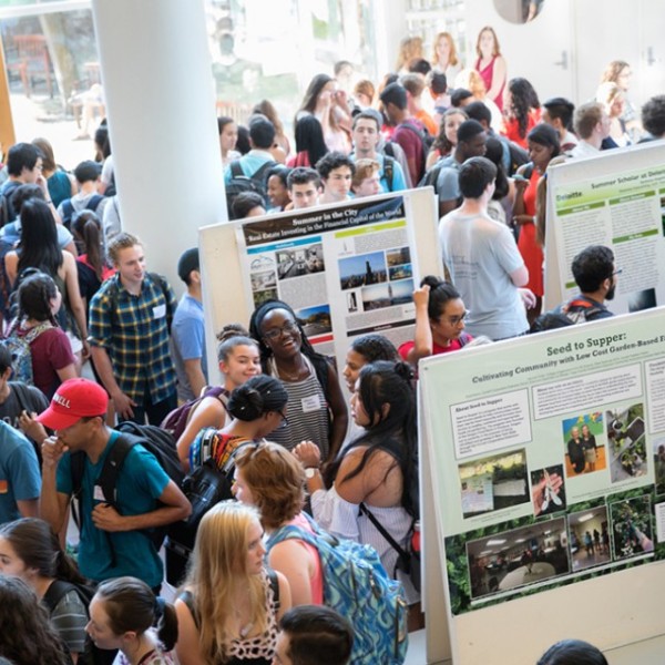 Students gather for poster presentations