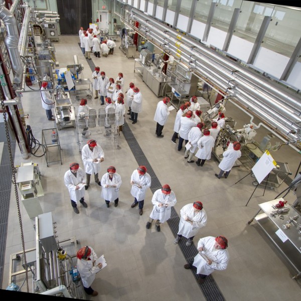Participants learn food safety procedures at the Cornell AgriTech pilot plant